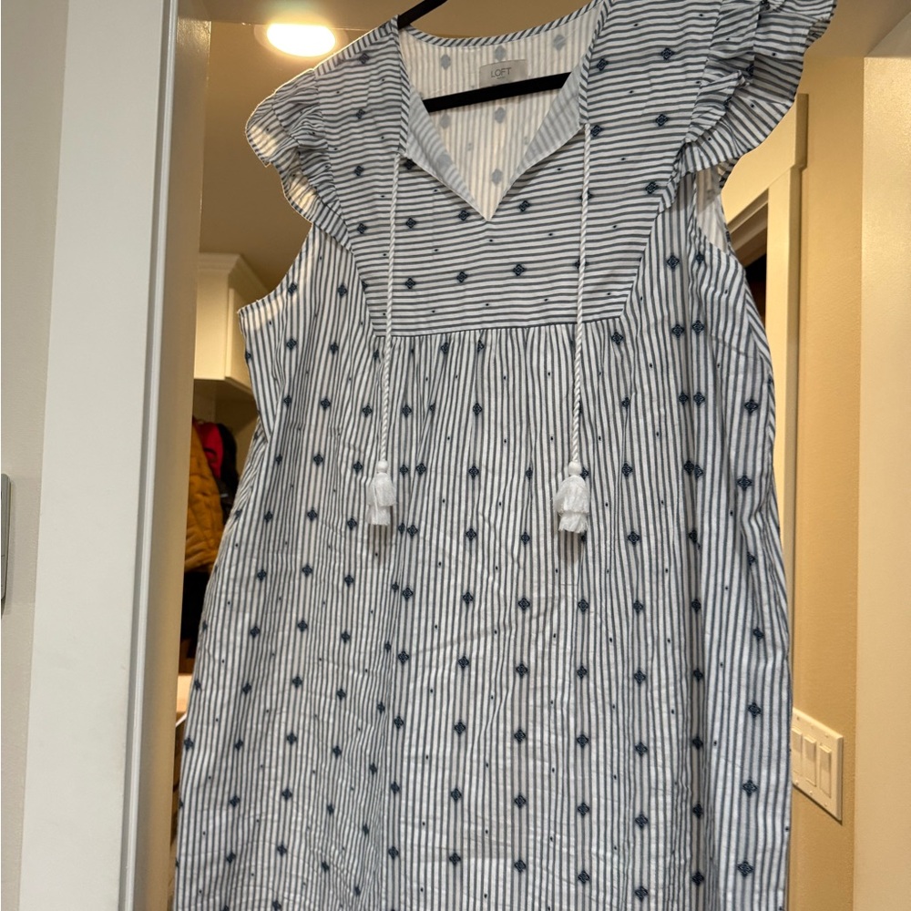 LOFT Blue and White Patterned Dress